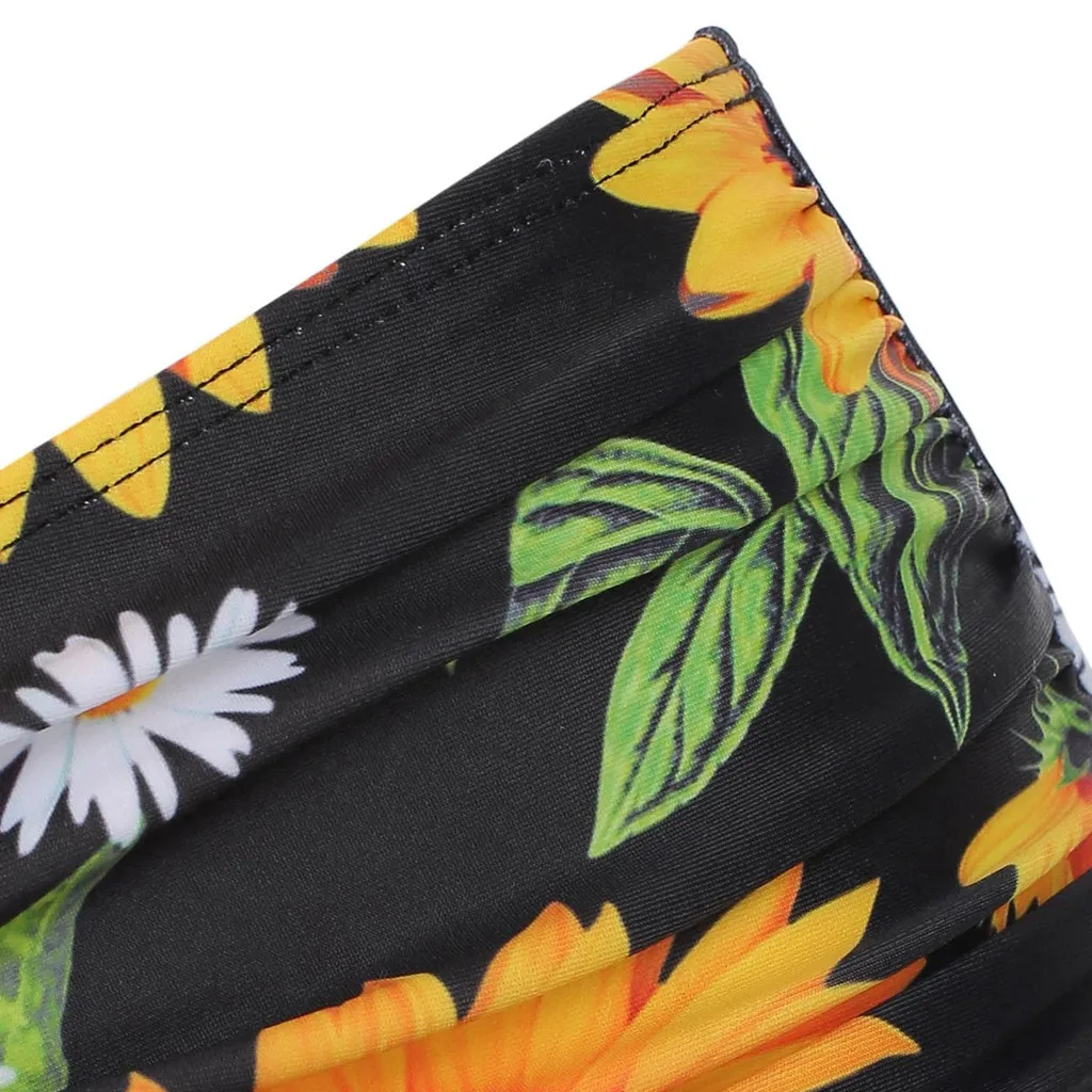 

Women Sexy Floral Ruffled Bikini Set Brazilian Swimwear Beachwear Sunflower Print High Waist Swimsuit Two Piece Female Biquini
