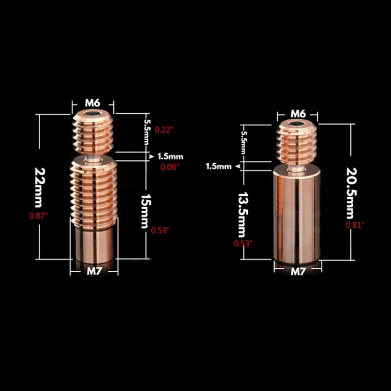 3D принтер Bi-Metal Heatbreak медный сплав стандартная трубка для подачи тепла E3D V6