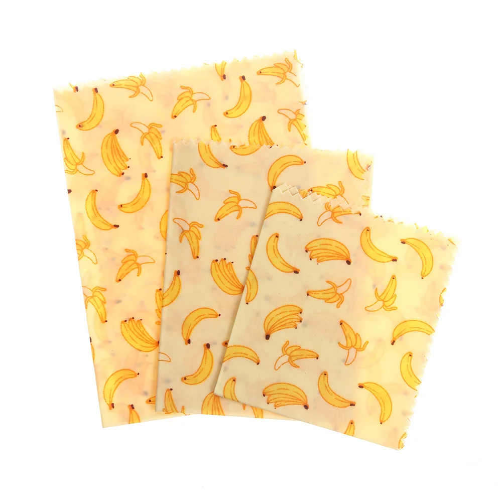 3pcs banana Wrap Многоразовые пчелиный воск обертывания пищевого качества пчелиный воск свежие тканевые крышки мешок для хранения фруктов экологически чистые пищевые свежие сохраняют моющиеся чехлы - Цвет: 3pcs banana Wrap