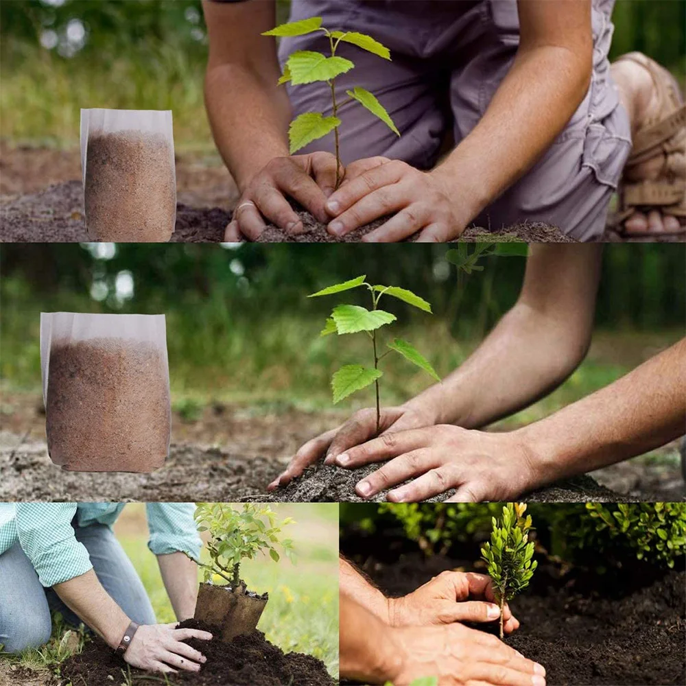 

100PCS Biodegradable Non-woven Nursery Bags Plant Grow Bags Fabric Seedling Pots Eco-Friendly Aeration Planting Bags