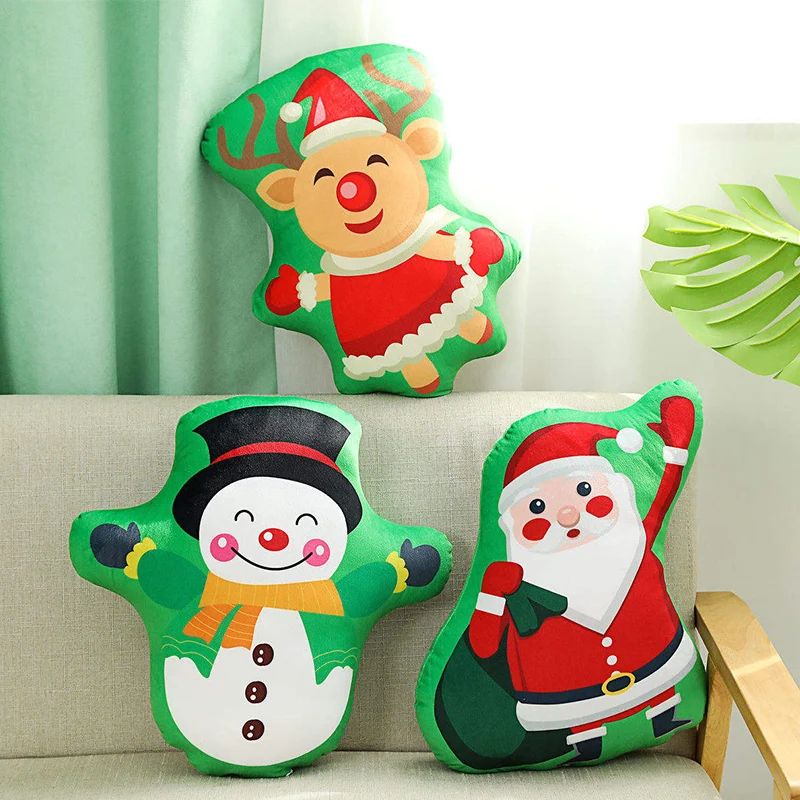 40 см рождественские украшения милая Подушка Санта лось маленький снеговик