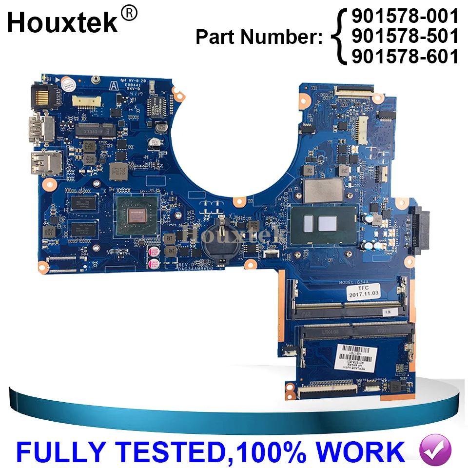 Preise G34A Für HP 15-AU Laptop Motherboard DAG34AMB6D0 901578-601 901578-001 Mit SR2ZU I5-7200U GT940M GPU 100% Voll Getestet OK