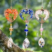 heart tree of cabala pink crystal lapis lazuli energy stone crystal car pendant healing meditation hanging ornament home decor