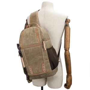 canvas leather sling messenger camera bag professional dslr storage bag durable waterproof and tearproof carrying backpack case free global shipping