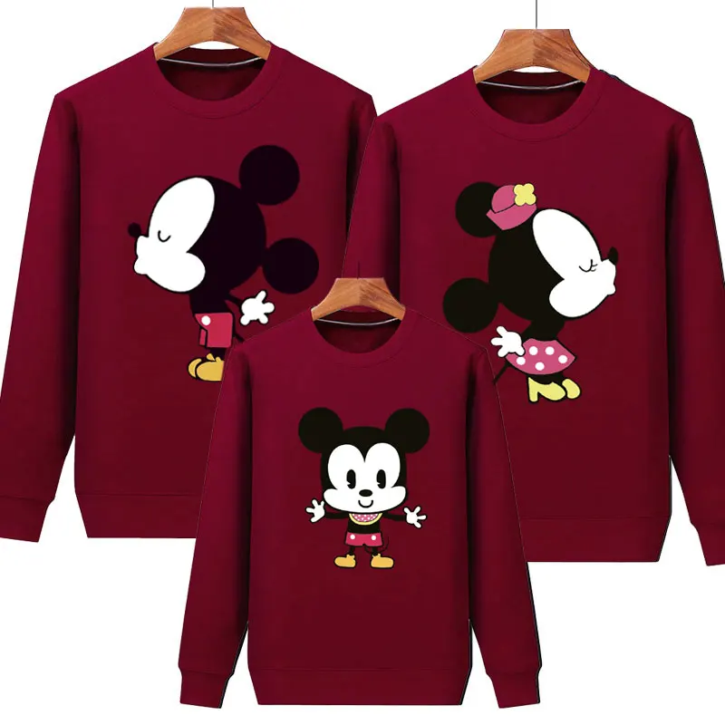 

Disney Mickey Minnie couple outfit clothes parent-child Minnie round neck long sleeve sweater mommy and me outfits