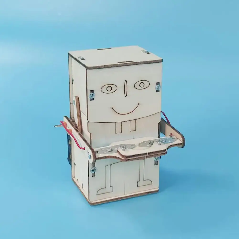 

1 Set Wooden Electric Powered Eat Coin Robot DIY Model Educational Technology Kit Wood Science Handmade Coin-swallow Robot Toy