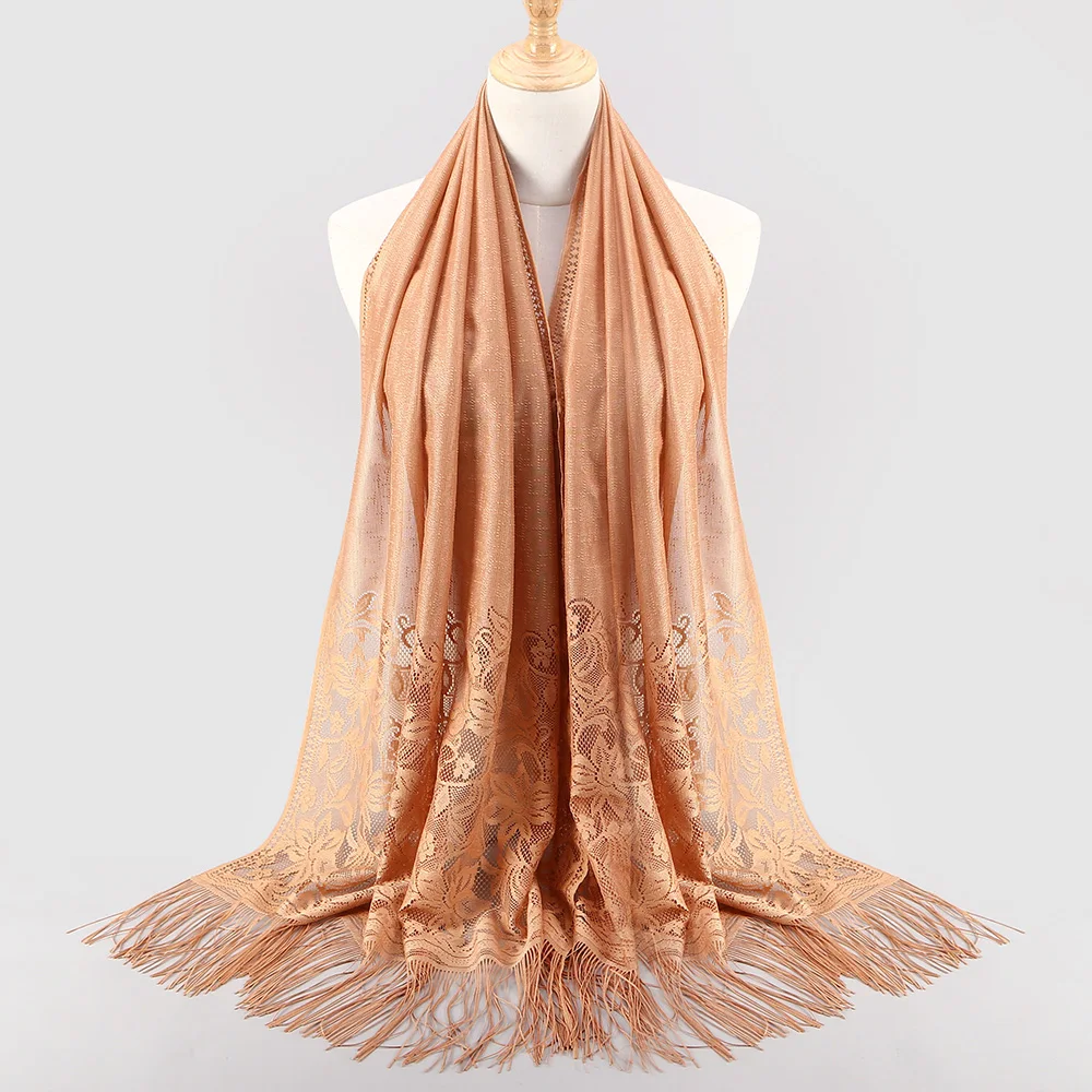 

New Arrival Fringe Long Pashmina Women Fashion Shawl Scarf Mujer Bufanda Hollow Out Lace Muslim Hijab Scarf Big Size