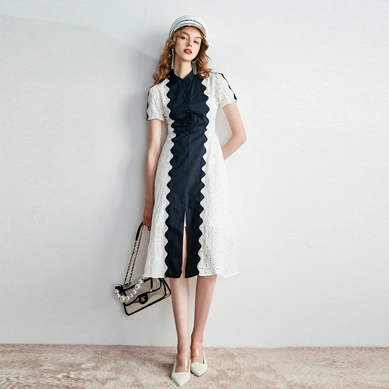Летнее платье Новое поступление мода 2019 женское рубашка с короткими рукавами и