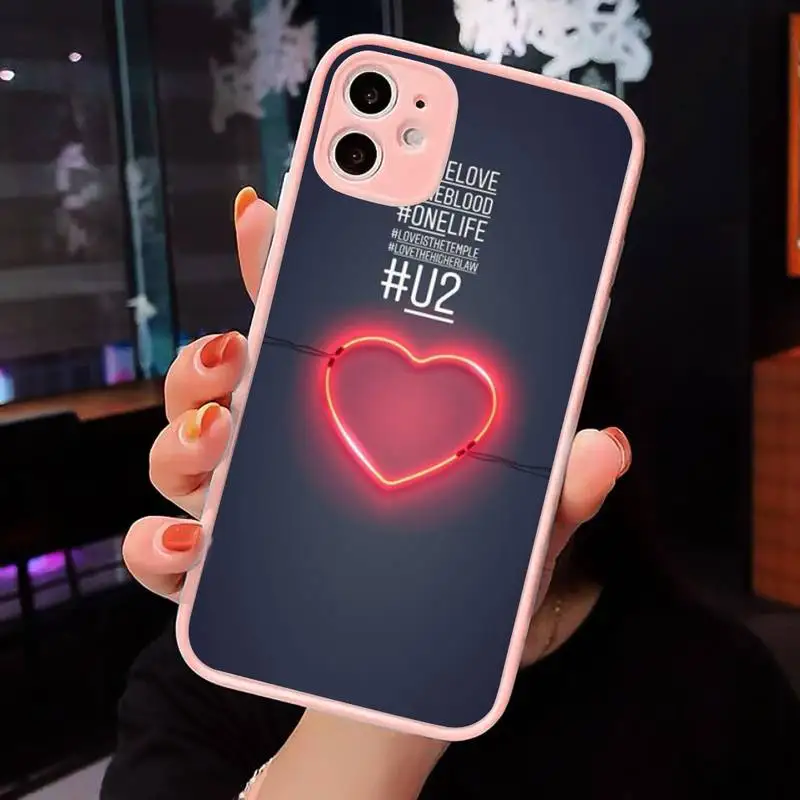 

U2 Bono The Edge Phone Case Matte transparent For Pink iPhone 12 Mini 11 Pro XR XS Max 7 8 Plus X Back Cover
