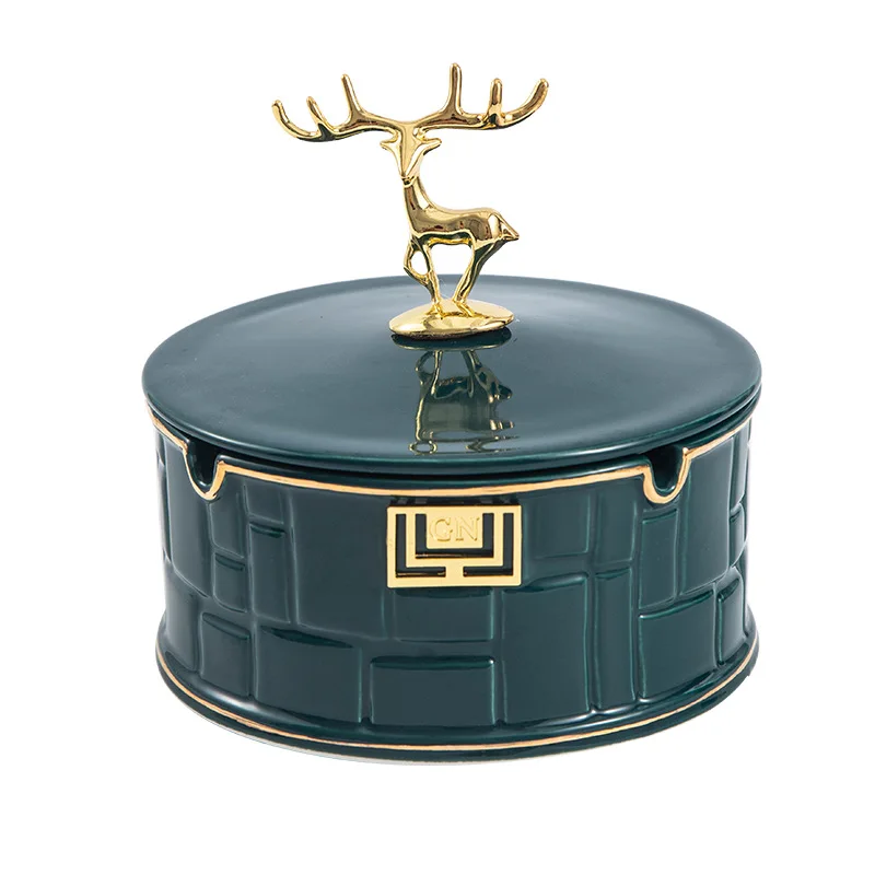 

Nordic Elk Cigar Ceramic Ashtray Personality Creative Customization Cute Room Decoration With Cover Household Decor