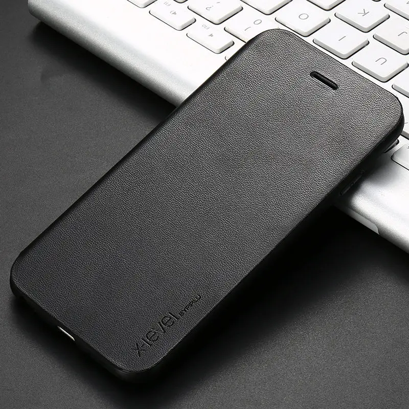 Ультратонкий флип-чехол для Apple iPhone 11 Pro 6 S Plus, чехол 6 S 7 8 10 X XR XS Max, кожаный чехол для Apple iPhone 6, чехол-книжка - Цвет: Black