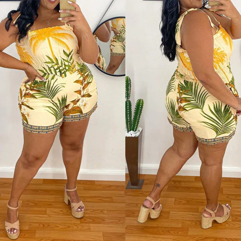 

Rompers Womens Short Summer Slip Jumpsuit Elastic Waist Beach Casual One Piece Outfit Plus Size Body Suit Wholesale Dropshipping