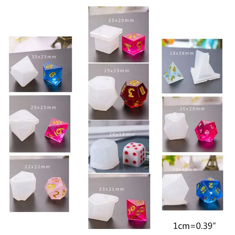 10 Pcs New Transparent Silicone Mold Decorative Crafts UV Resin DIY Dice Mould Epoxy Molds Jewelry Making Moulds Sets images - 6