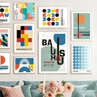 Постеры и принты для выставки Bauhaus, уникальные абстрактные геометрические настенные картины на холсте, скандинавские картины для декора гостиной