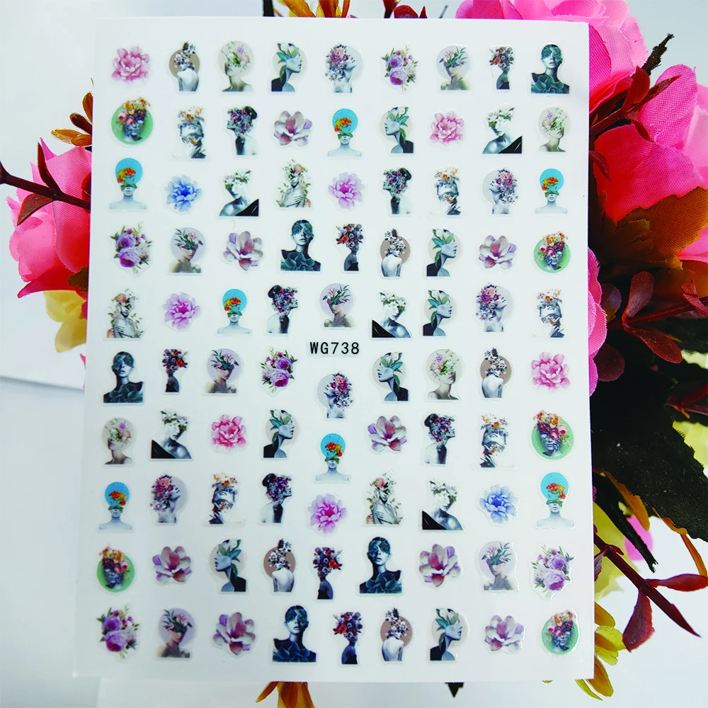 

3D наклейки для ногтей, модные женские наклейки для ногтей с розами, цветами, пионами, наклейки для ногтевого дизайна, декоративные фольгиров...