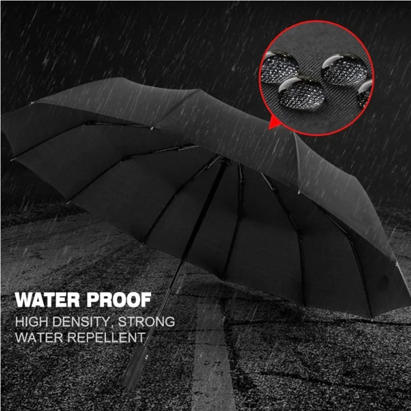 

Wind Resistant Folding Automatic Umbrella Rain Women Auto Luxury Big Windproof Rain Parasol For Men Black Coating 10K Umbrellas