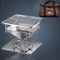 304 stainless steel camping bbq grill barbecue grill with storage bag grilled net outdoor camping kitchenware barbecue grill