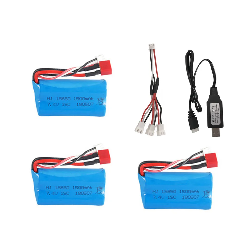 

7.4V 1500mAh 18650 lipo Battery + USB Charger for Wltoys 12428 12401 12402 12403 12404 12423 FY-03 FY01 FY02 rc toys battery
