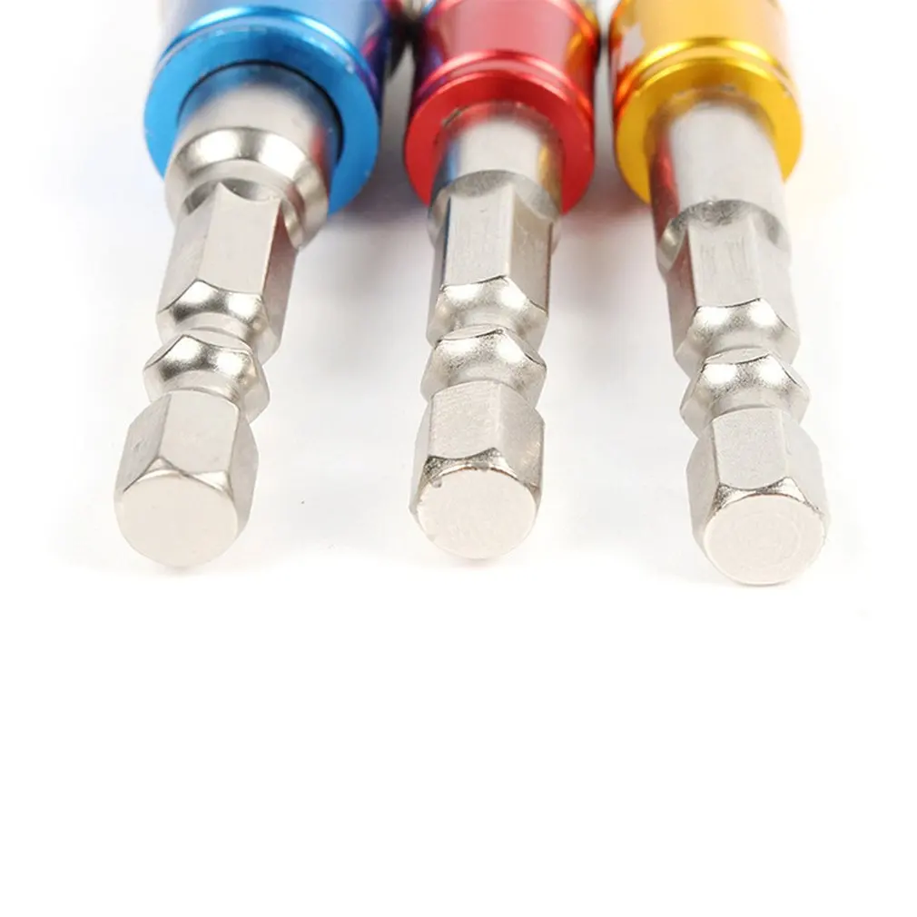 

Hex Drill Power Bit Socket Drive Adapter Exension Set 1/4" 3/8" 1/2" Socket Bit Adapter Hex Shank With Fixed Collar Rings