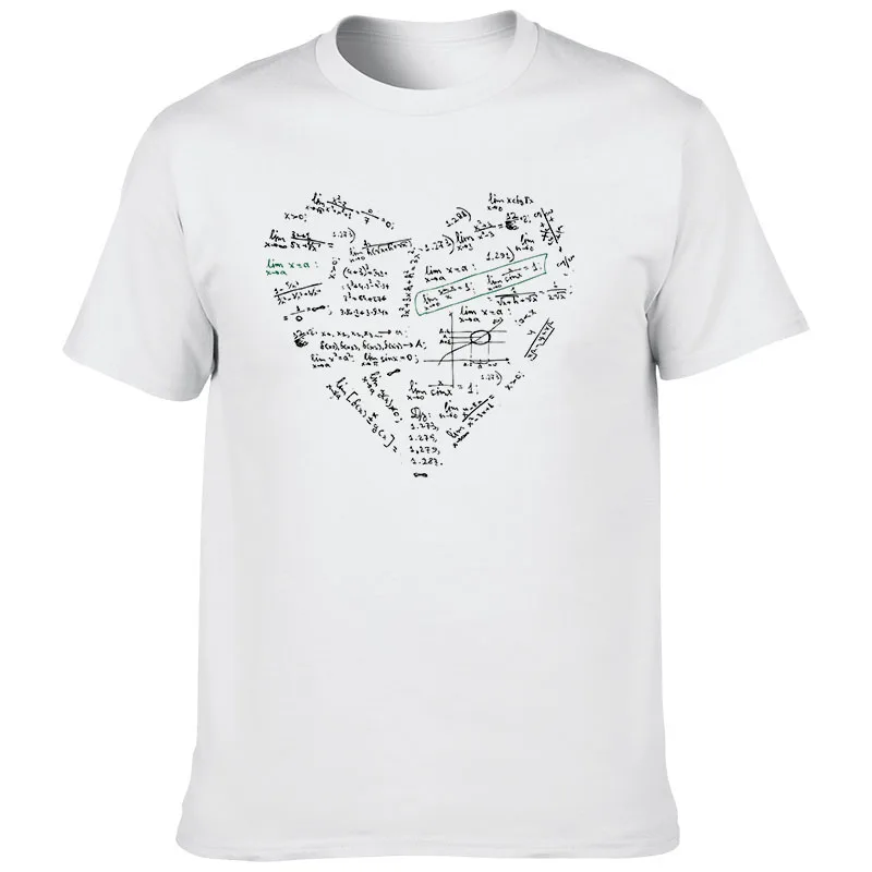 

Забавные футболки с принтом в виде сердца и математической формулы для мужчин и женщин, уличная одежда, модная хлопковая футболка, высокока...
