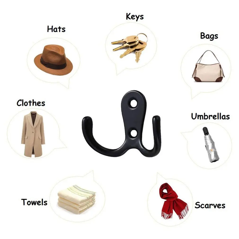 

10pcs/set Coat Door Hooks For Bedrooms Dual Vintage Coat Hook Wall Mounted Hanging Clothes Robe Towel
