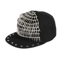 wholesale european and american punk style custom mens recycled material fashion metal brim rebound hats