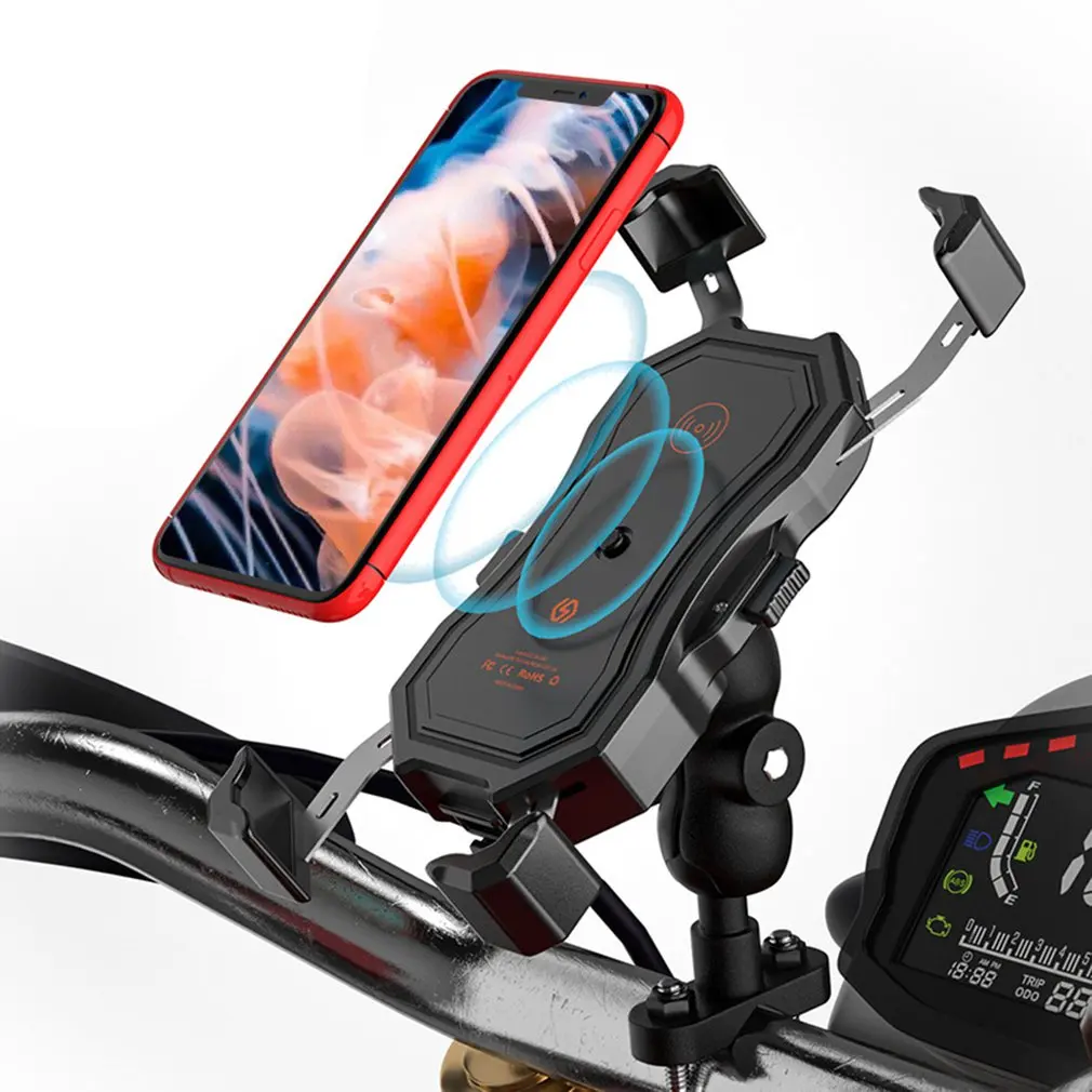 

Motorcycle Navigation Mobile Phone Holder Car USB Fast Charging Multi-Function Retractable Wireless Charging Stand