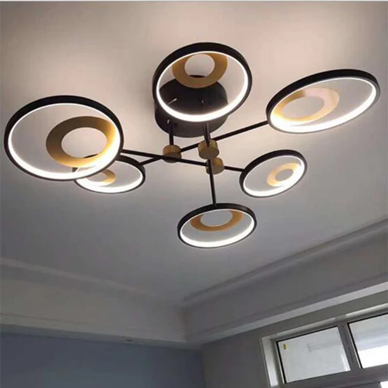 

Modern LED Ceiling Lights European Style 4-6-8 Heads Black Border Living/Dining Bedroom Creative Luxury Suspension Luminaire