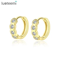 luoteemi cute gold color hoop earring women creative cz crystal earrings hip hop party shinning jewelry wholesale