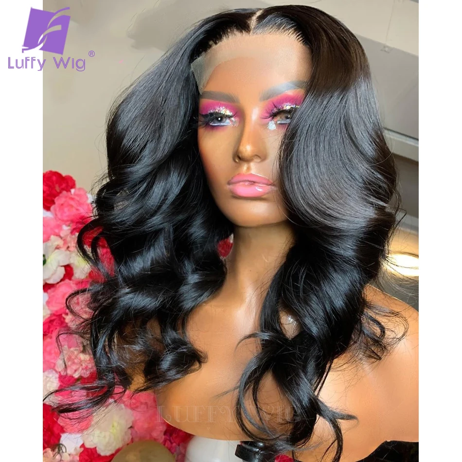 LUFFY короткий волнистый кружевной передний парик женский 13x4 al Remy бразильский 4x4 с