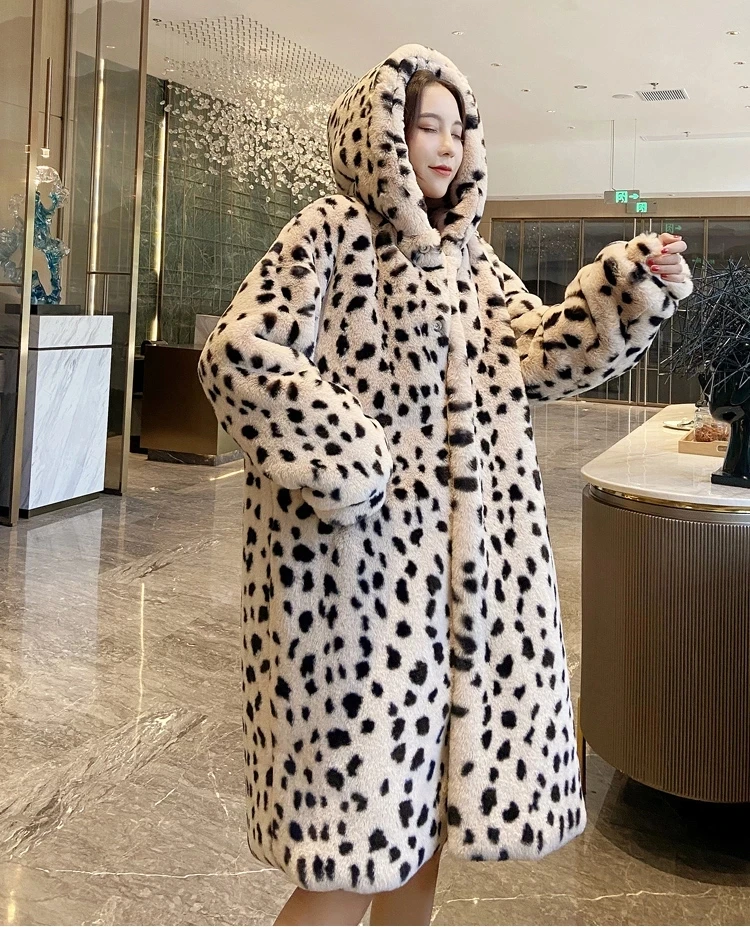 

Autumn Winter Leopard Print Casual Long Sleeve Coat Streetwear Lamb Velvet Women's Faux Fur Warm Leopard Print Fur Short Coat