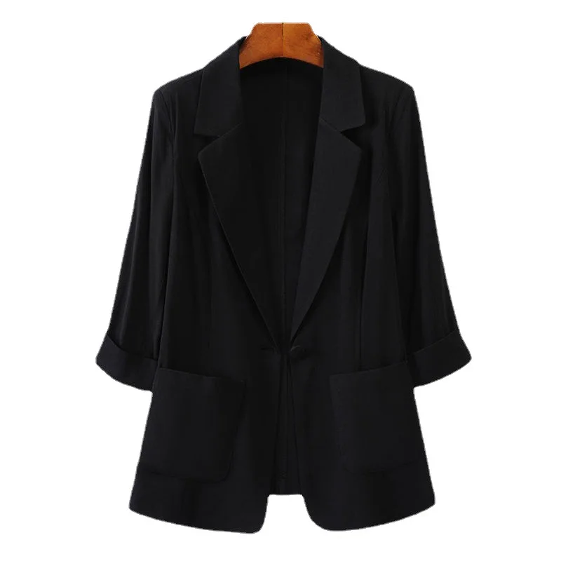 

Woman Casual Blazer Fashion Breathable Long Sleeve Cardigan Jacket Lady Oversized Pure Color Coat Streetwear Thin Outwear Tops