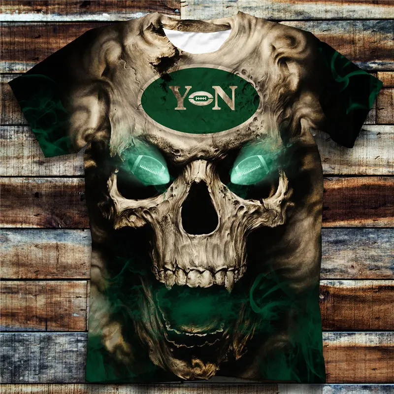 2019 летняя уличная одежда Забавные футболки с черепами регби 3D печатная Футболка