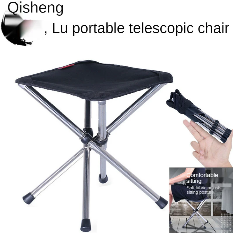

Outdoor Stainless Steel Telescopic Folding Stool Portable Fishing Stool Camping Chair Bench Travel Mazar