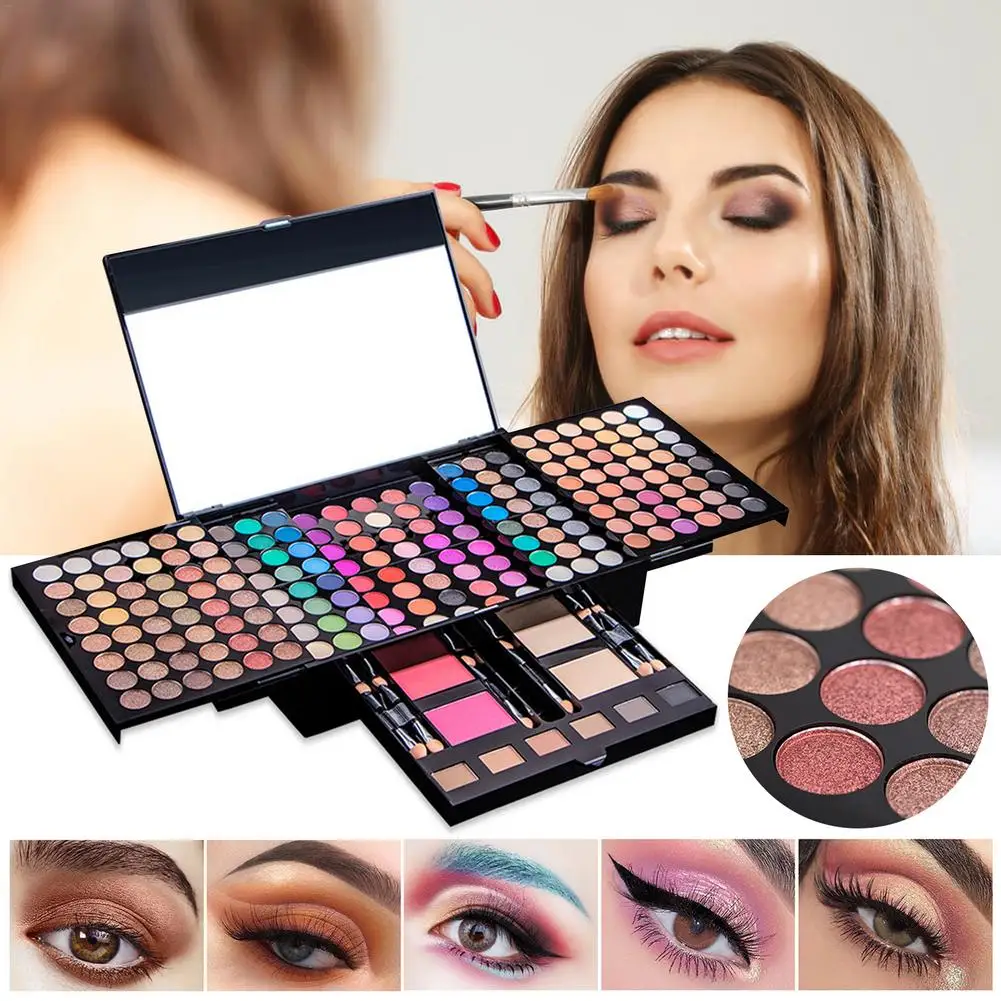 

Professional 194 Colors Makeup Set Matte Shimmer Eyeshadow Palettes With Brush Lipstick Make Up Kit Bronzer Blush Cosmetics Gift