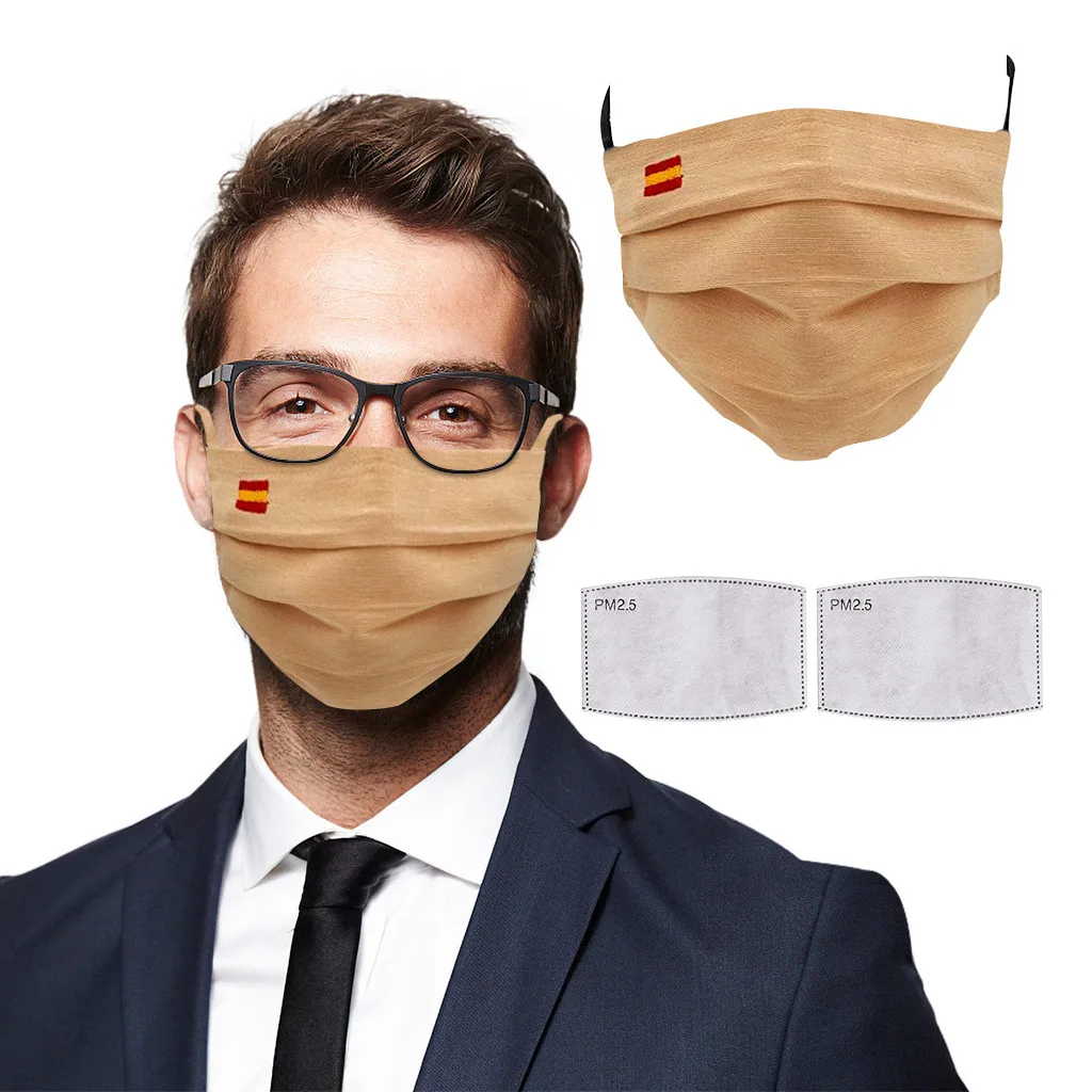 Маска Mascarilla Bandera España для взрослых пыленепроницаемая дышащая с 2 фильтрами женщин