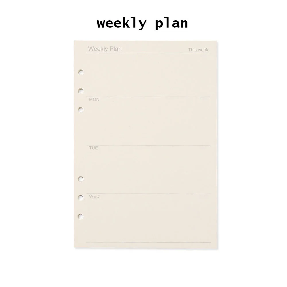 45sheets Weekly plan A5 A6 войлочный Тканевый блокнот бумажный планировщик внутреннее кольцо для страниц Настольный держатель бумаги портативный дневник подарок - Цвет: 45sheets Weekly plan