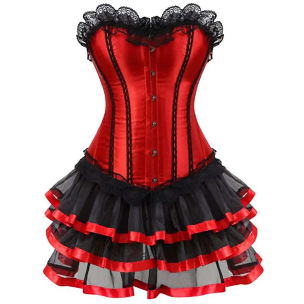 Женский корсет в полоску с юбкой пачкой|Бюстье и корсеты| |