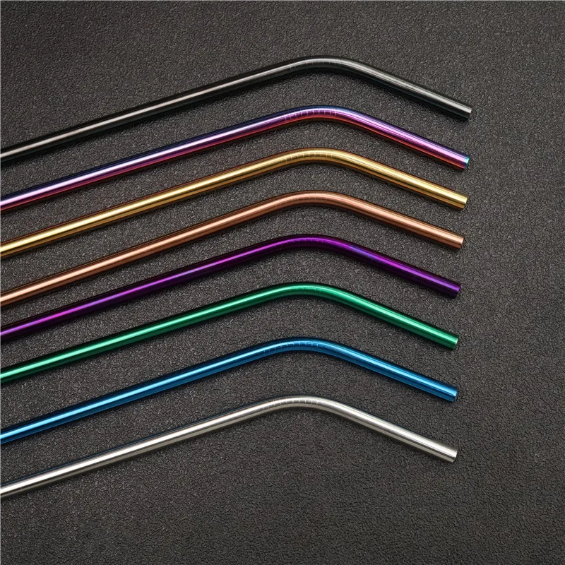 Reusable Drinking Straws 304 Stainless Steel Metal Surpass Glass Bent Straight With Clean Brush | Дом и сад