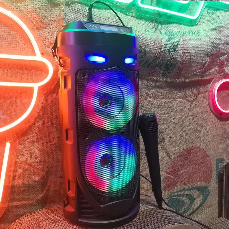 30W LED portable bluetooth speaker wireless sound column high power stereo subwoofer party with microphone home karaoke |