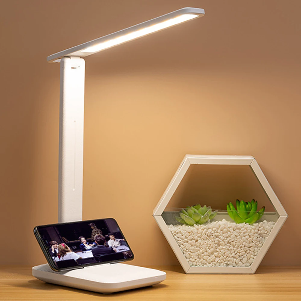 

Светодиодная настольная лампа 3 цветов, Складная Настольная лампа с плавным прикосновением и затемнением, прикроватный светильник для чтен...