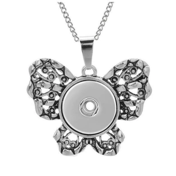 New Butterfly Snap Pendant Necklace 18mm Button Jewelry Interchangeable With Chain | Украшения и аксессуары