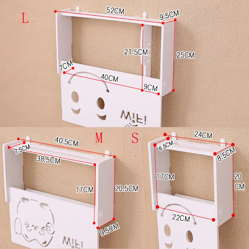 

Wireless Wifi Router Box Wood-Plastic Wall Shelf Hanging Plug Board Bracket Storage Box 3 Size 9 Style Organizer