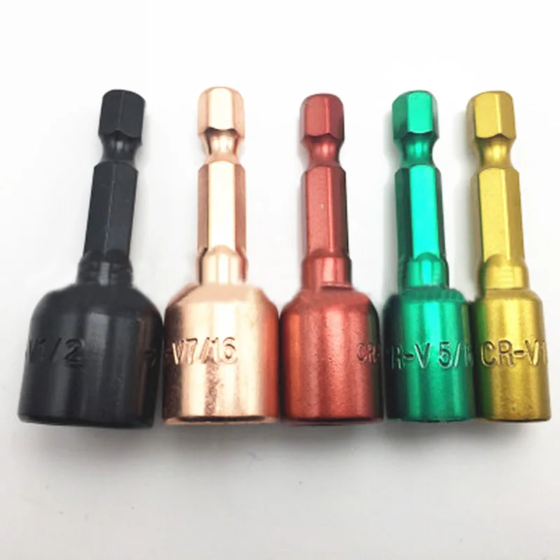 

5pcs Magnetic Nut Driver Sleeve Set 1/4 Shank 1/4 5/16 3/8 7/16 And 1/2