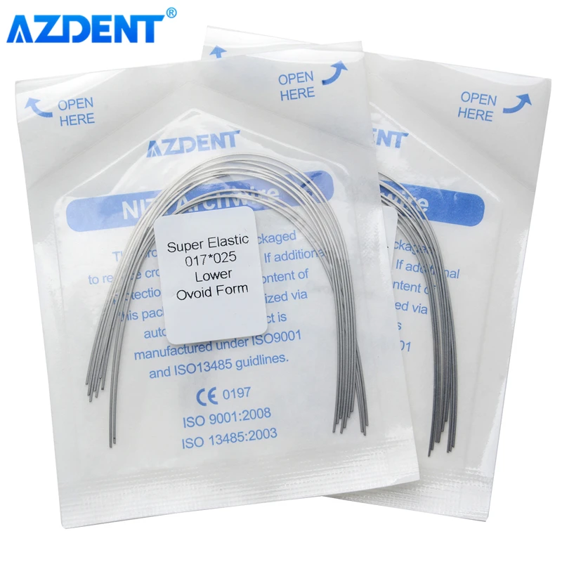10 упаковок AZDENT Стоматологические Ортодонтические прямоугольные изогнутые