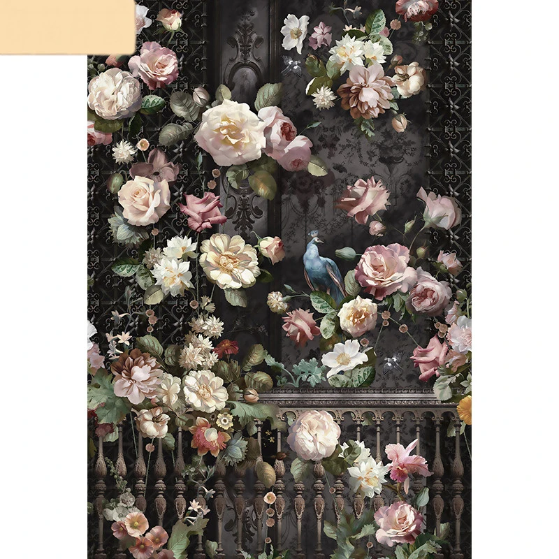 Настенные ретро-обои в скандинавском стиле с ручной росписью темные цветы для