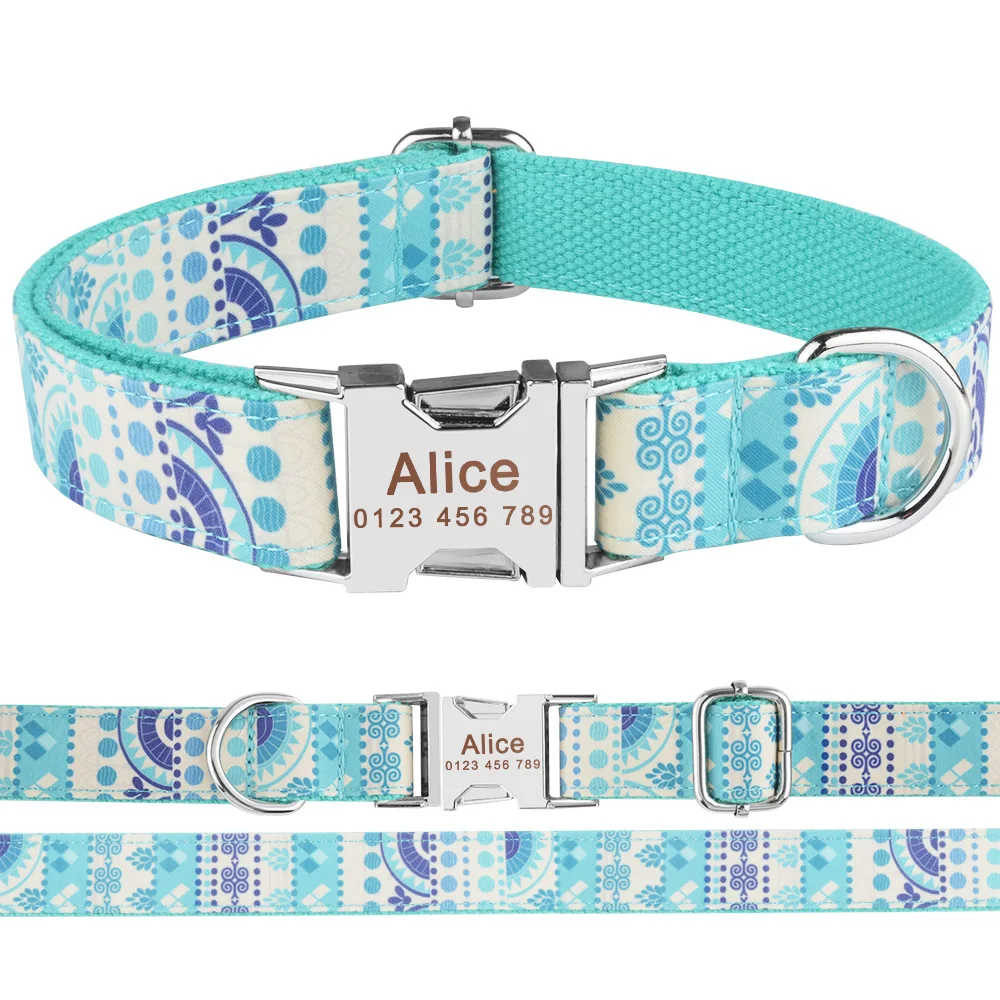 Dog Collar Color 17 AiruiDog ошейник для собак Регулируемый персонализированный прочный нейлоновый свободный Выгравированный ID имя для мальчиков и девочек воротник Перро чихуахуа - Цвет: Dog Collar Color 17