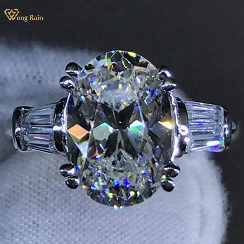

Wong Rain Классический 925 пробы серебряный овальный вырез 4 карат D создан Moissanite обручальное кольцо по индивидуальному заказу женские ювелирные ...