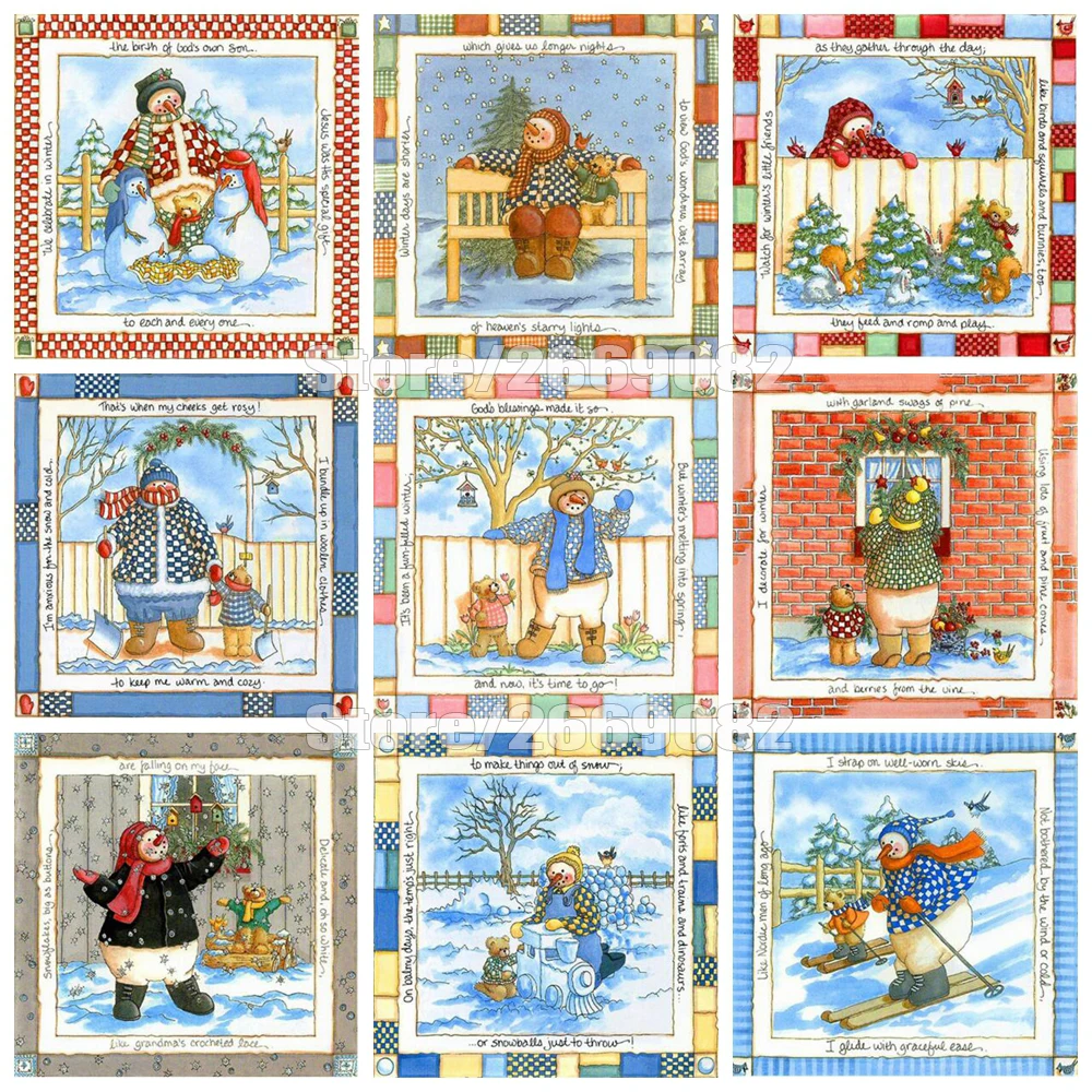 5D алмазная картина с мультяшным снеговиком квадратная Алмазная Вышивка