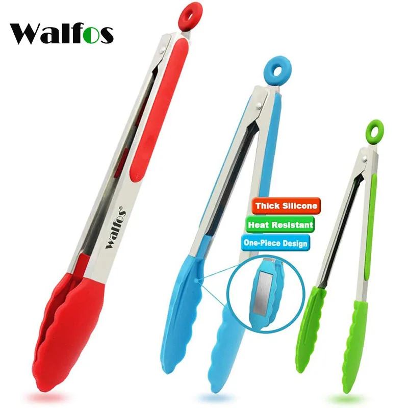 WALFOS силиконовые щипцы для еды, кухонные щипцы, посуда для приготовления пищи, зажимы-щипцы, аксессуары для салата, сервировки барбекю, инструменты